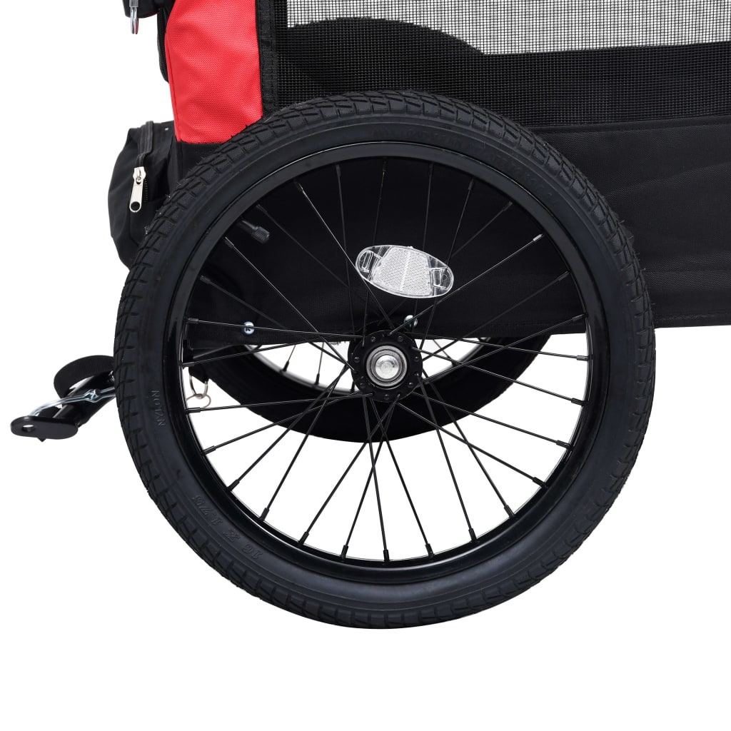 vidaXL 2-in-1 ペット用 自転車トレーラー＆ジョギングベビーカー レッド＆ブラック