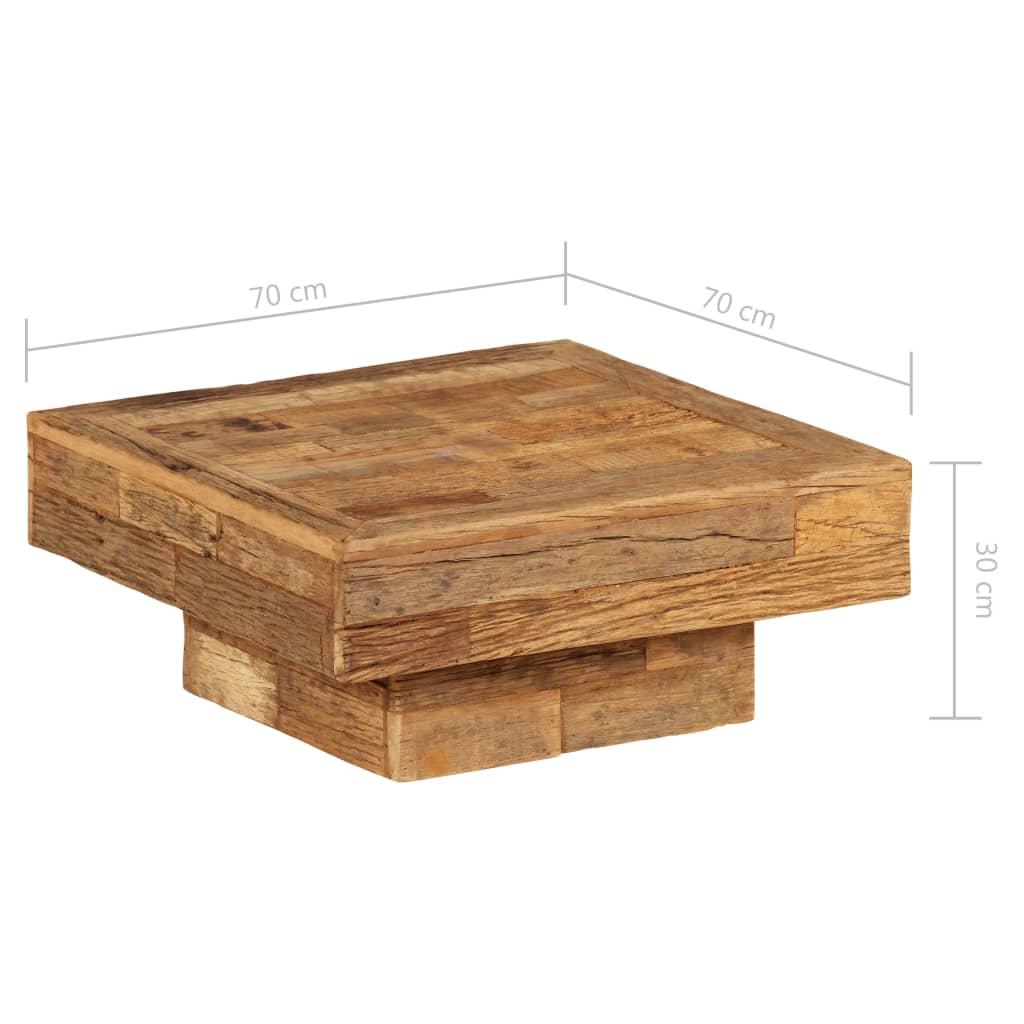 vidaXL コーヒーテーブル 無垢 再生木材 70x70x30cm