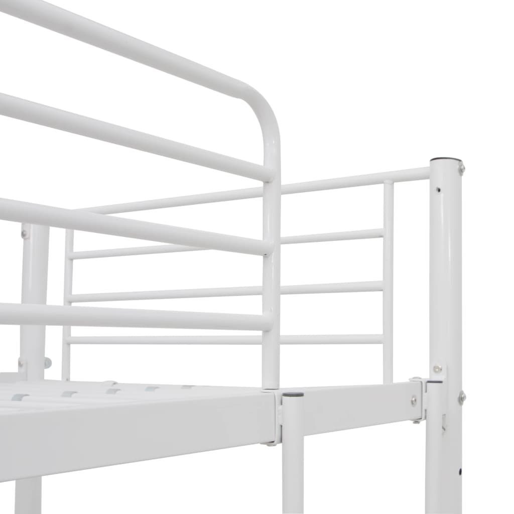 vidaXL 二段ベッド テーブルフレーム付 ホワイト 金属製 90 x 200 cm