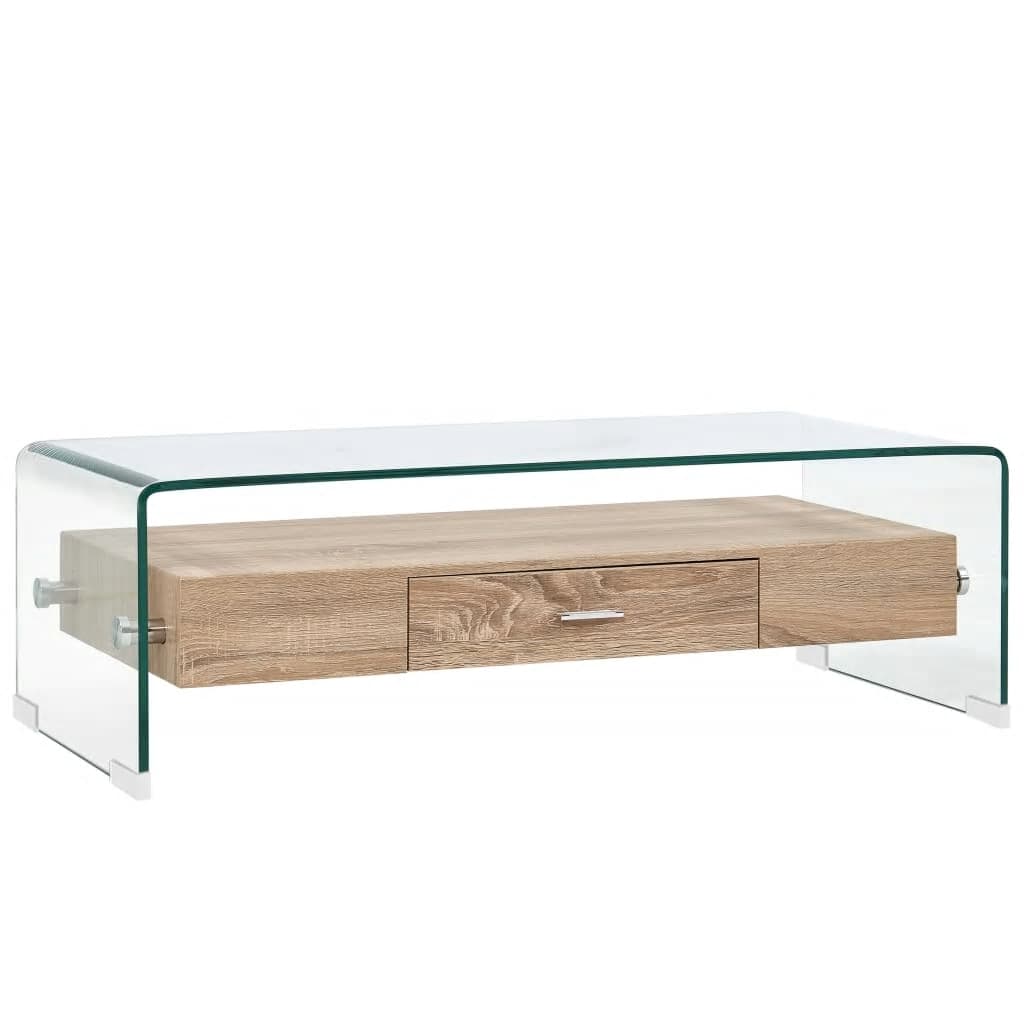 vidaXL コーヒーテーブル 透明 98x45x31cm 強化ガラス製