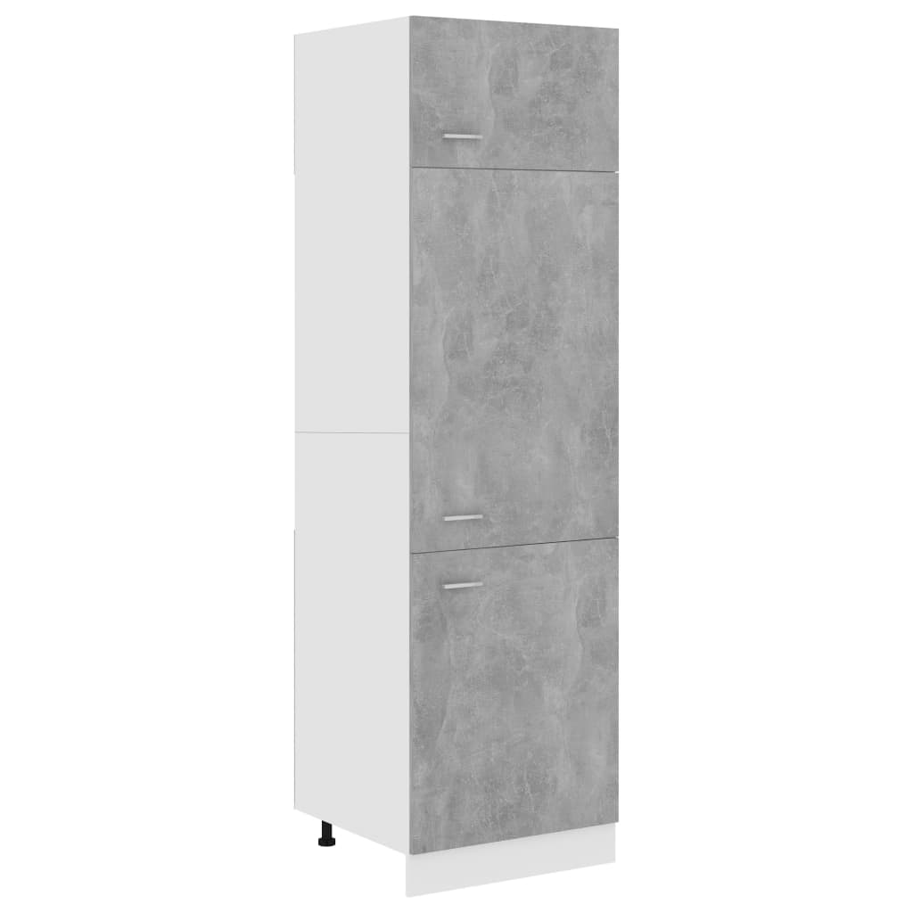 vidaXL 冷蔵庫用キャビネット コンクリートグレー 60x57x207cm パーティクルボード