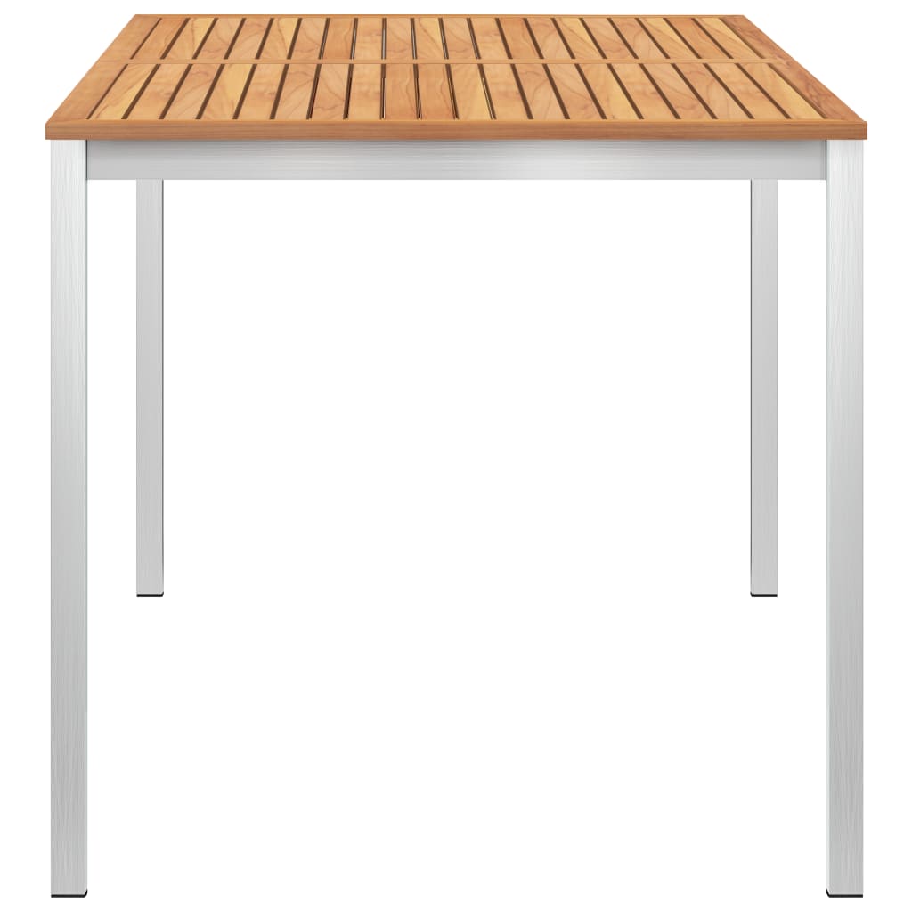 vidaXL ガーデンダイニングテーブル 140x80x75cm チーク無垢材＆ステンレススチール