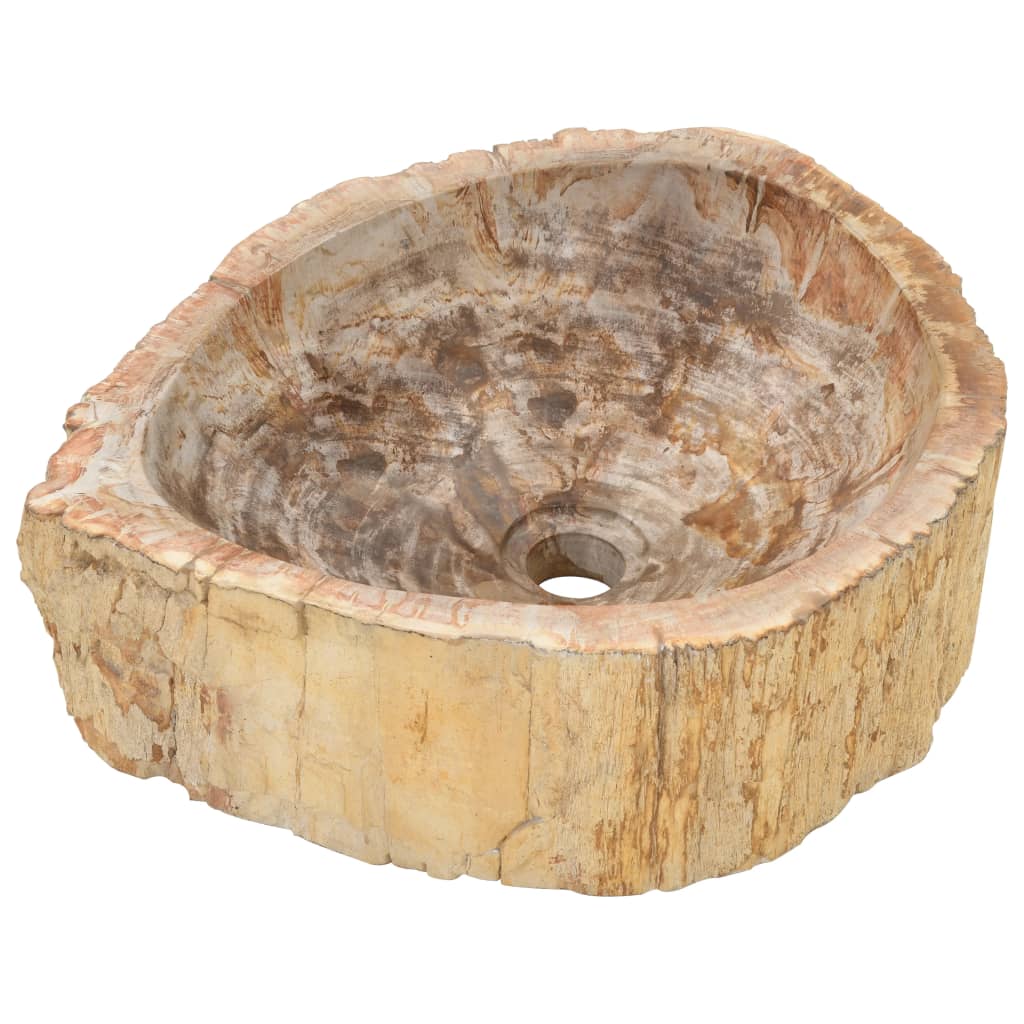 vidaXL 洗面器 45x35x15cm 珪化木/木化石 クリーム