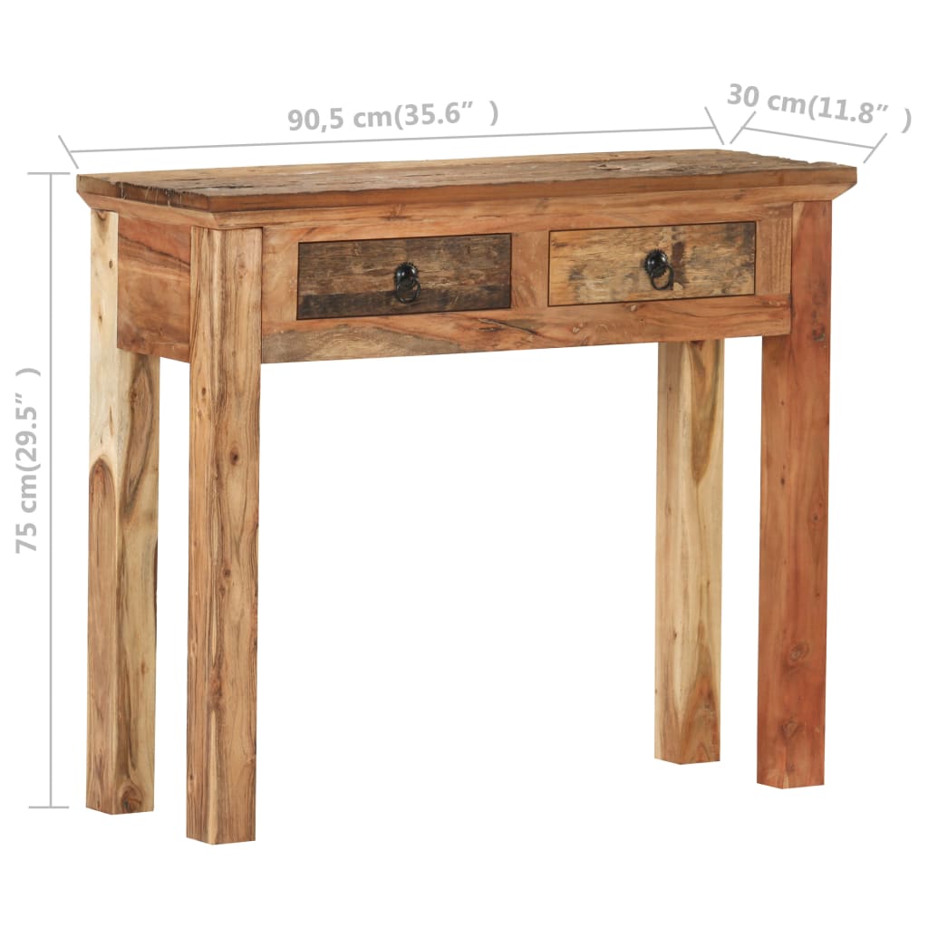 vidaXL コンソールテーブル 90.5x30x75cm アカシア無垢材＆無垢の再生木材