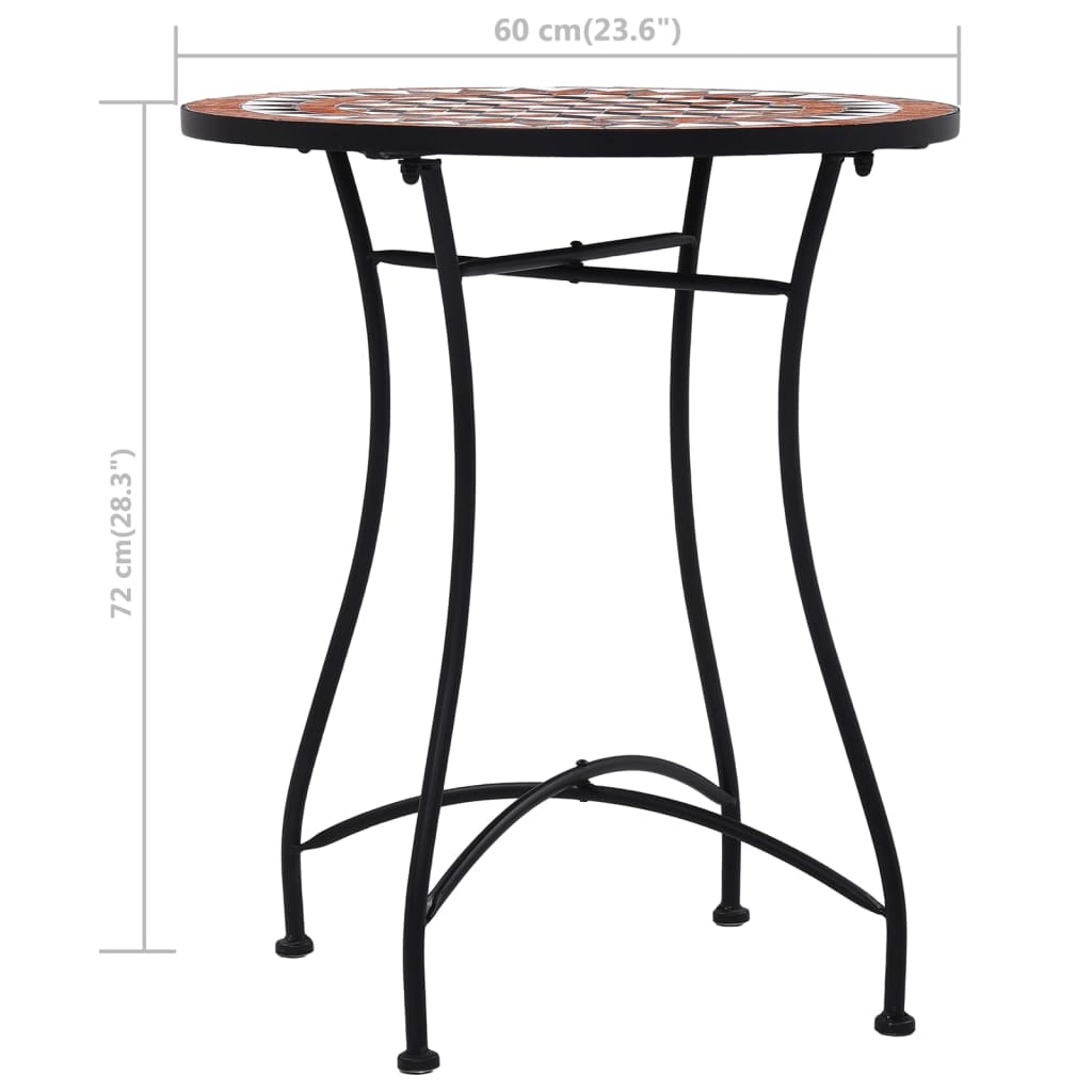 vidaXL モザイクビストロテーブル 60cm セラミック製 ブラウン