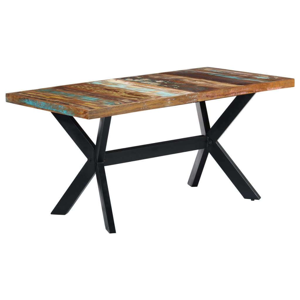 vidaXL ダイニングテーブル 160x80x75cm 無垢の再生木材