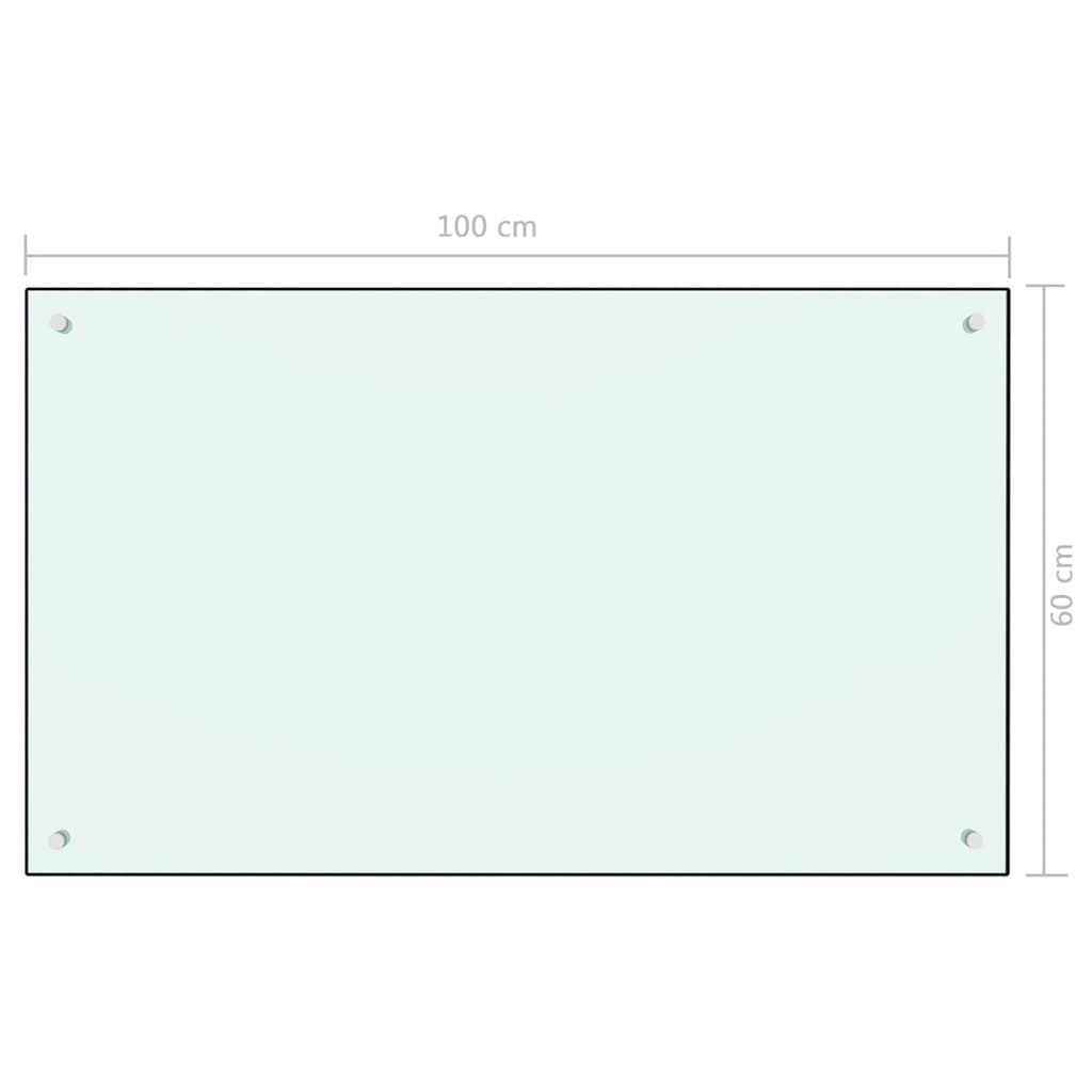 vidaXL キッチン用 汚れ防止板 ホワイト 100x60cm 強化ガラス製