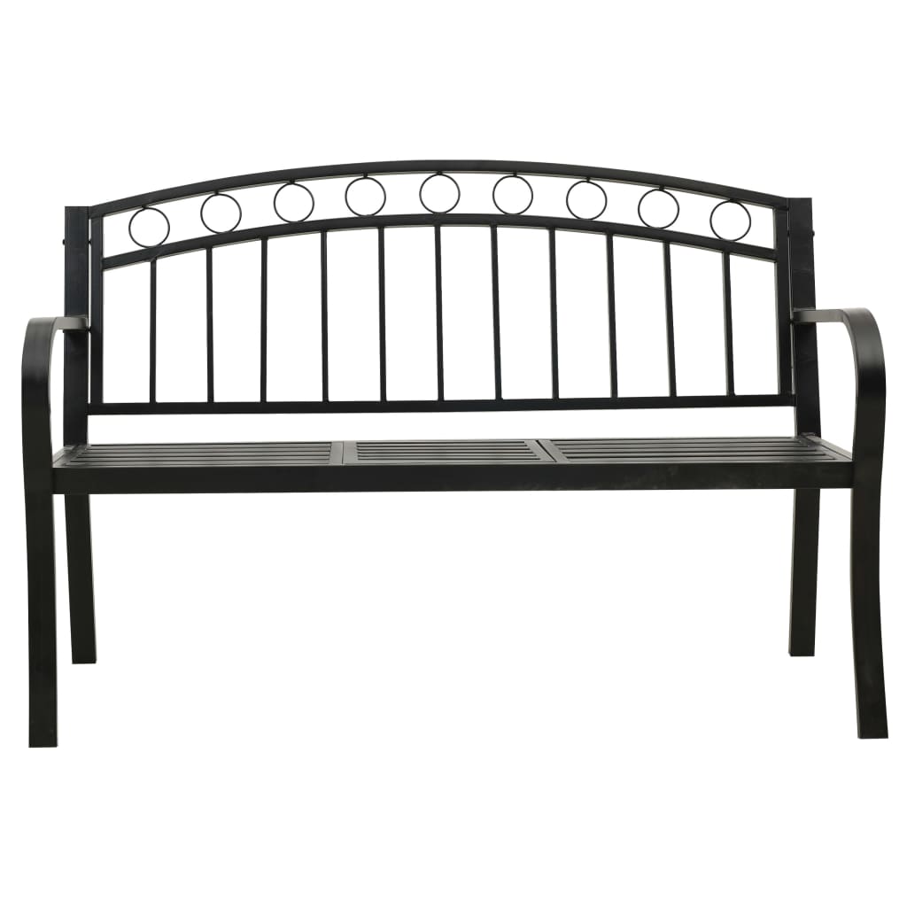 vidaXL ガーデンベンチ テーブル付き 120 cm スチール製 ブラック