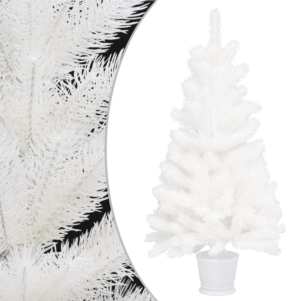 vidaXL 人工クリスマスツリー 本物そっくり 針葉付き 90cm ホワイト