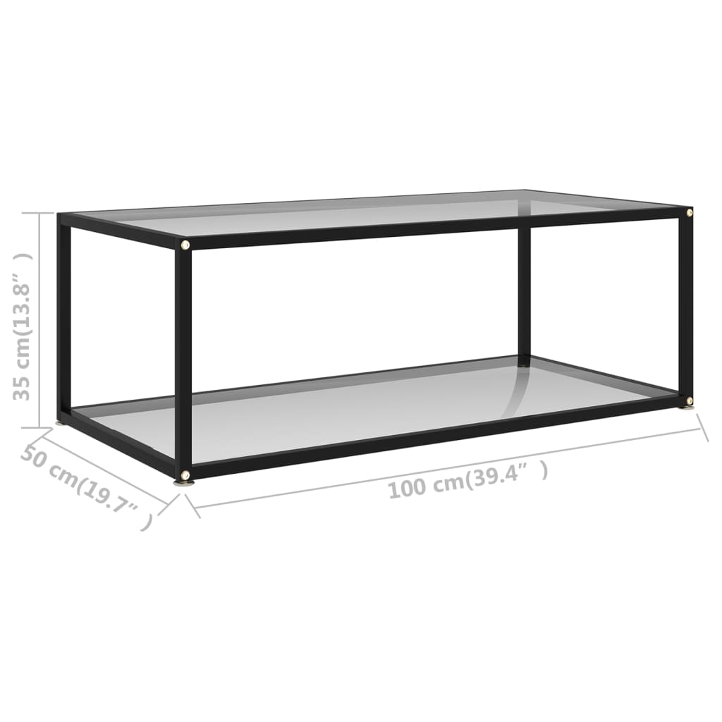 vidaXL コーヒーテーブル 透明 100x50x35cm 強化ガラス製