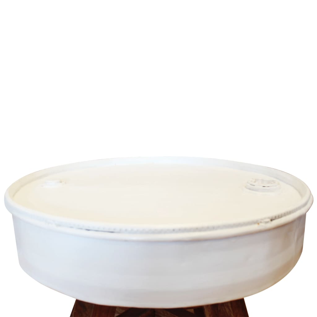 vidaXL コーヒーテーブル 無垢の再生木材 60x45cm ホワイト
