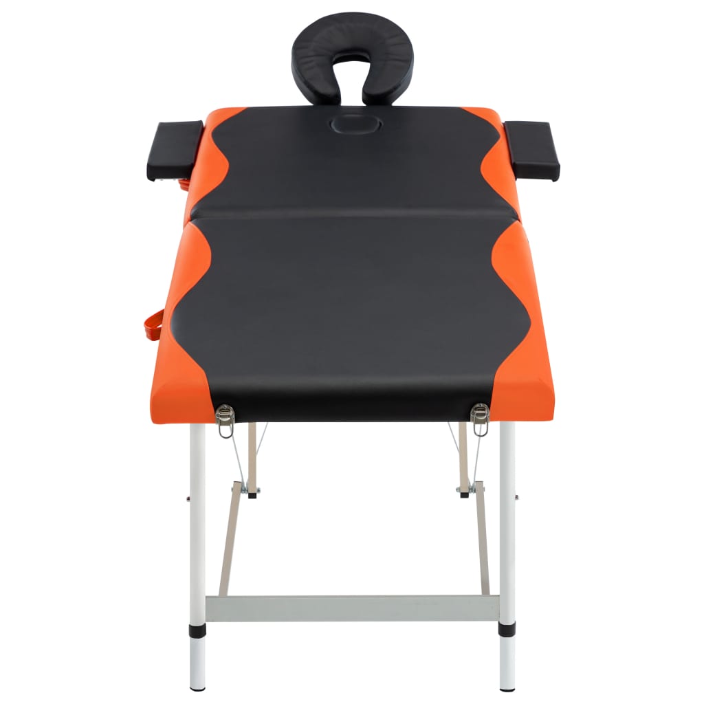 vidaXL 折りたたみ式マッサージテーブル 二つ折り アルミ製 ブラック＆オレンジ