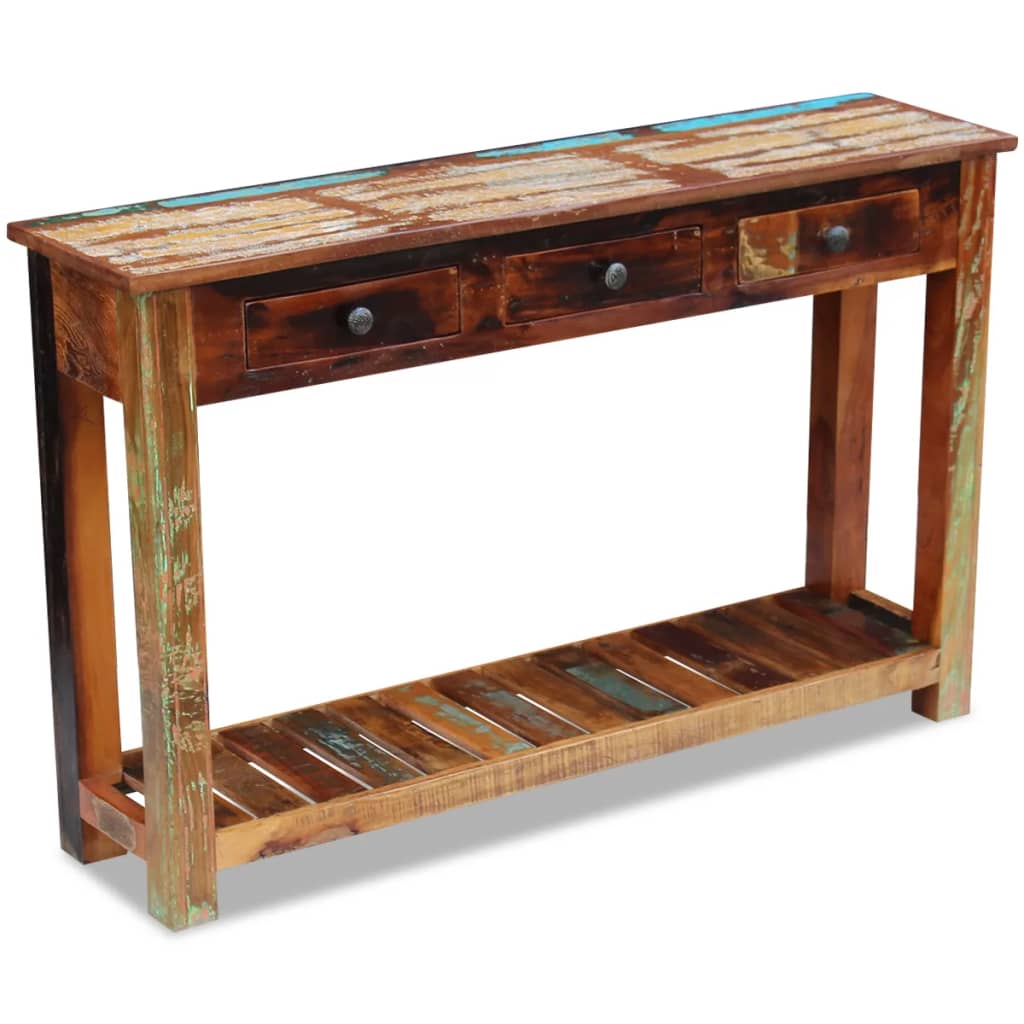vidaXL コンソールテーブル 無垢の再生木材 120x30x76cm