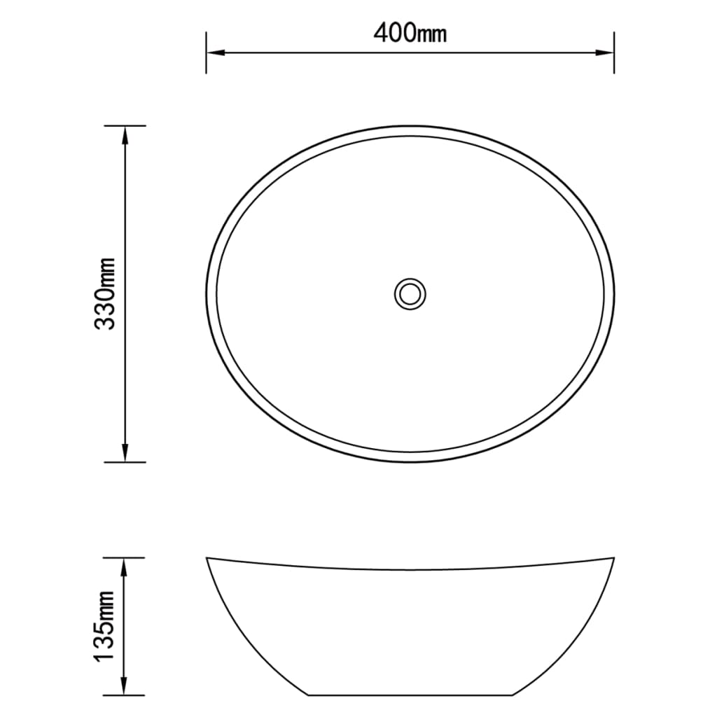 vidaXL ラグジュアリー 洗面器 楕円型 マットクリーム 40x33cm セラミック製