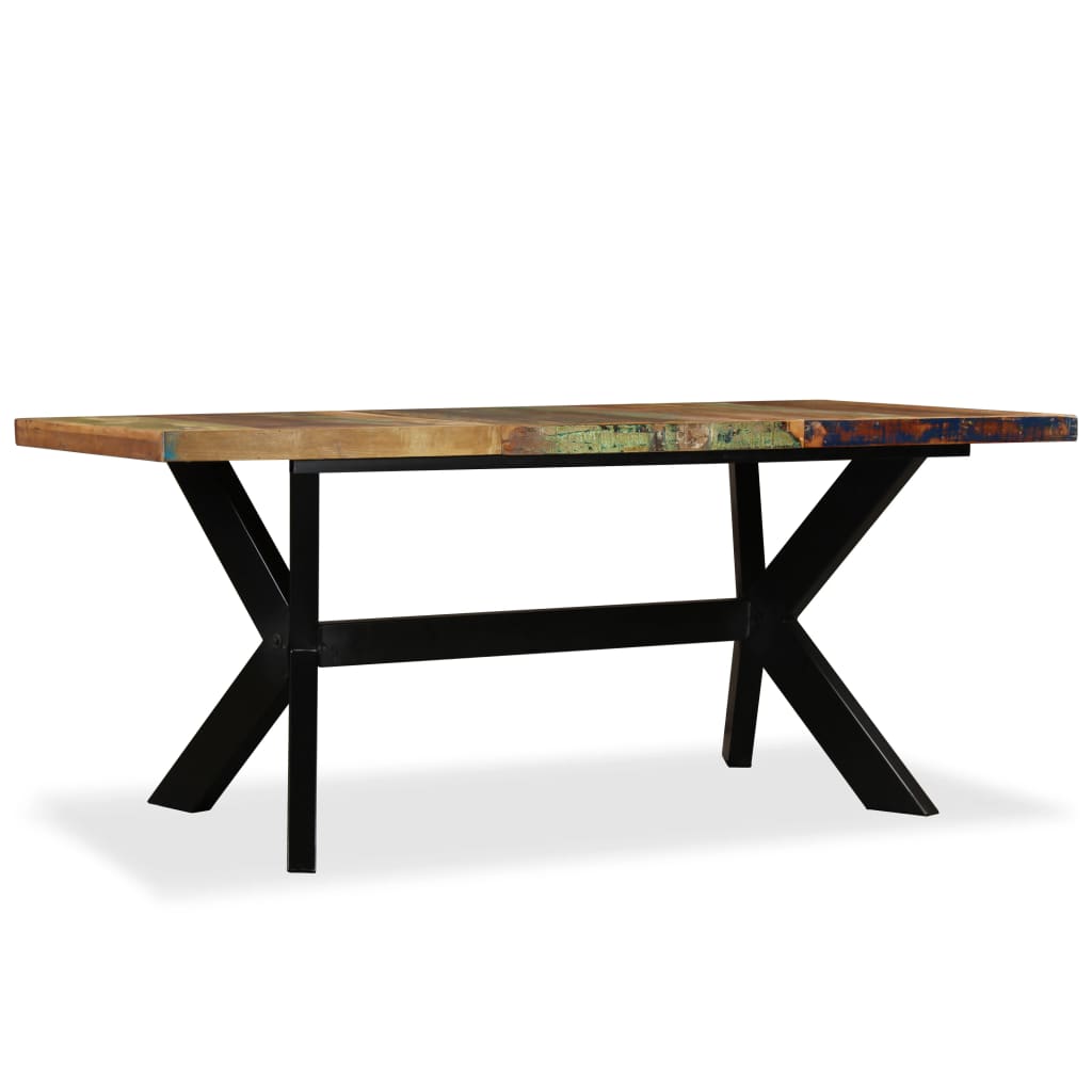 vidaXL ダイニングテーブル 再生木材＆スチール クロス型 180cm