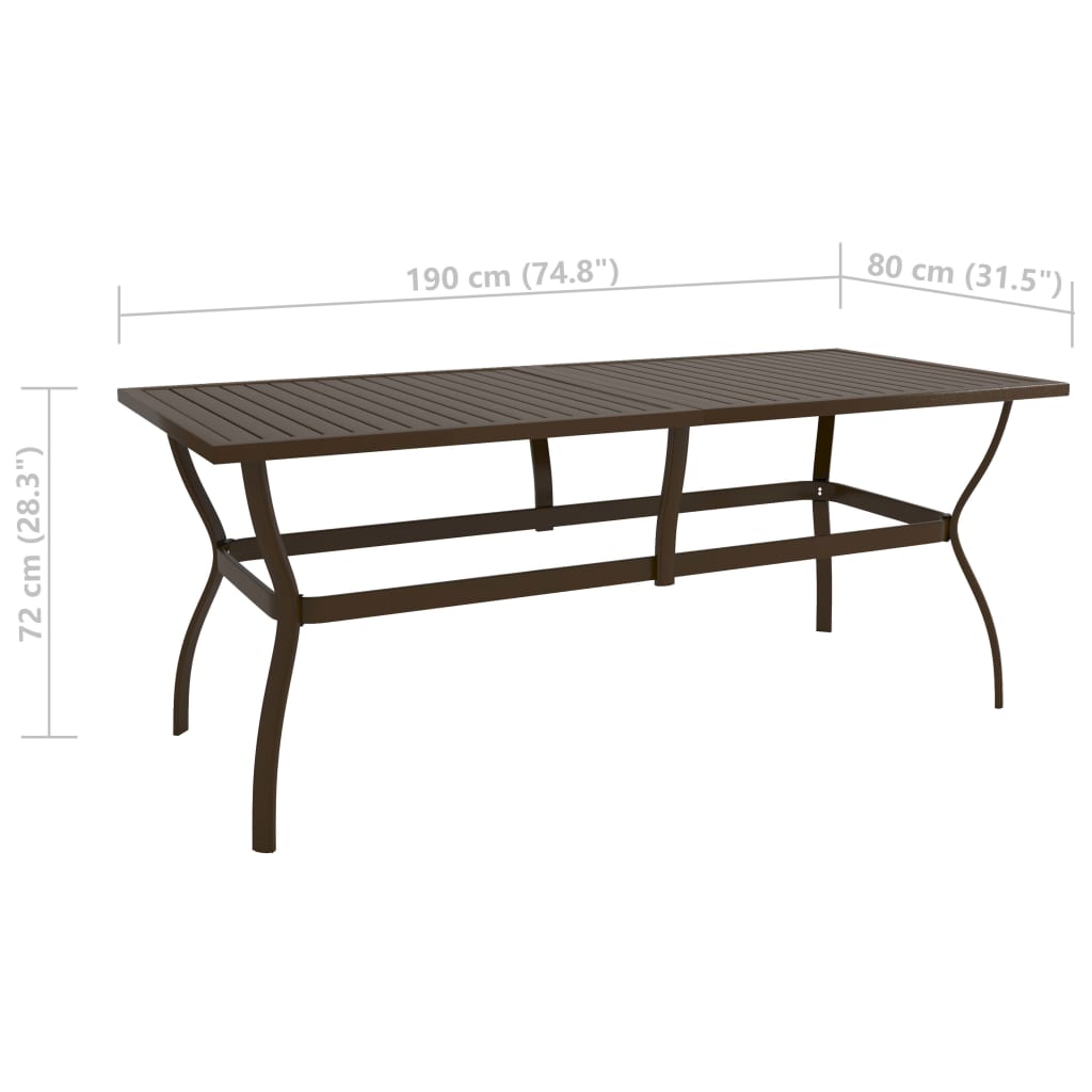 vidaXL ガーデンテーブル 190x80x72cm ブラウン スチール製