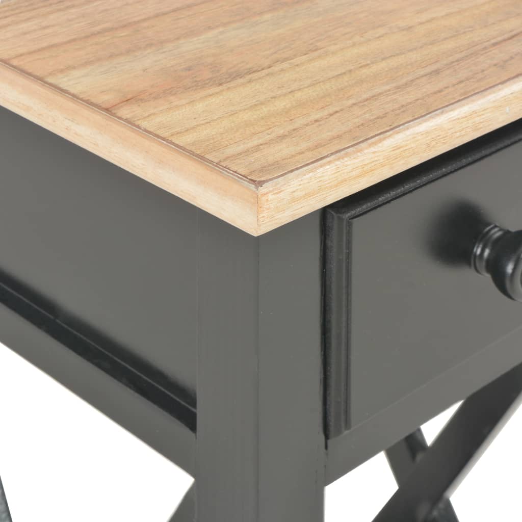 vidaXL サイドテーブル 27x27x65.5cm 木製 ブラック