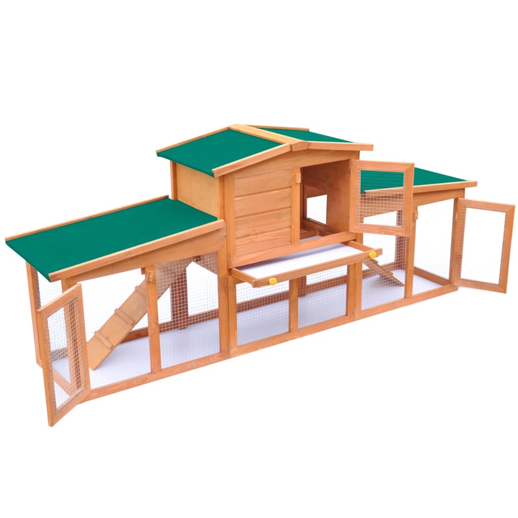 vidaXL 屋外用 大型うさぎ小屋 小動物ハウス ペットケージ 屋根付き 木製