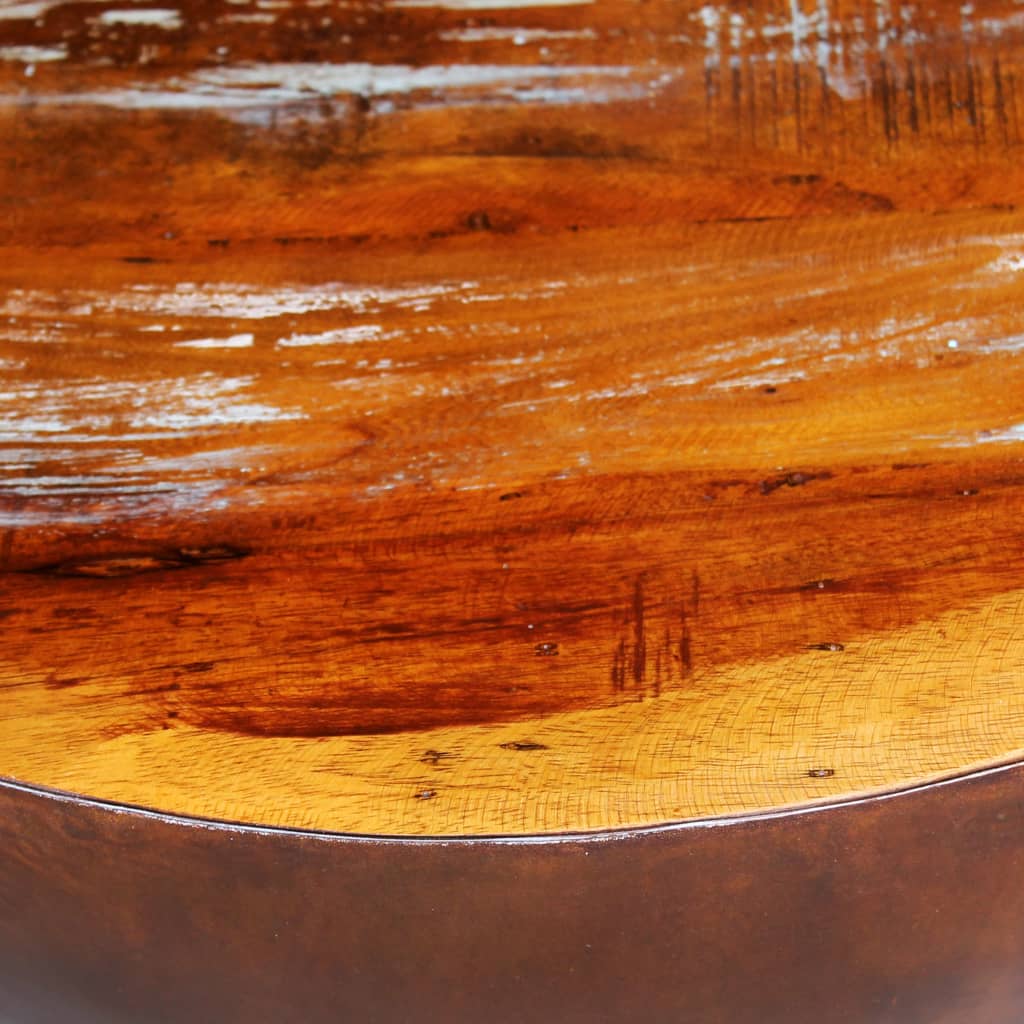 vidaXL コーヒーテーブル スチール製ベース付き ボウル型 無垢の再生木材