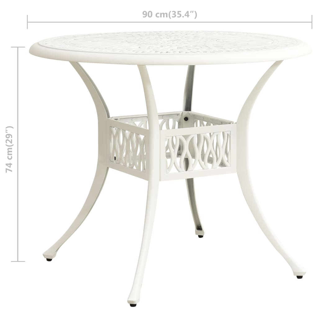 vidaXL ガーデンテーブル 90x90x74cm アルミ鋳物 ホワイト