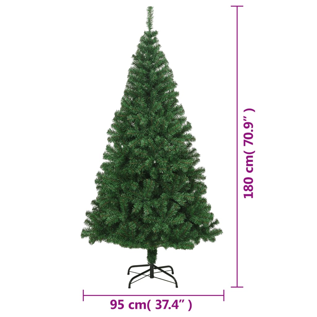 vidaXL 人工クリスマスツリー 太枝付き グリーン 180cm PVC製
