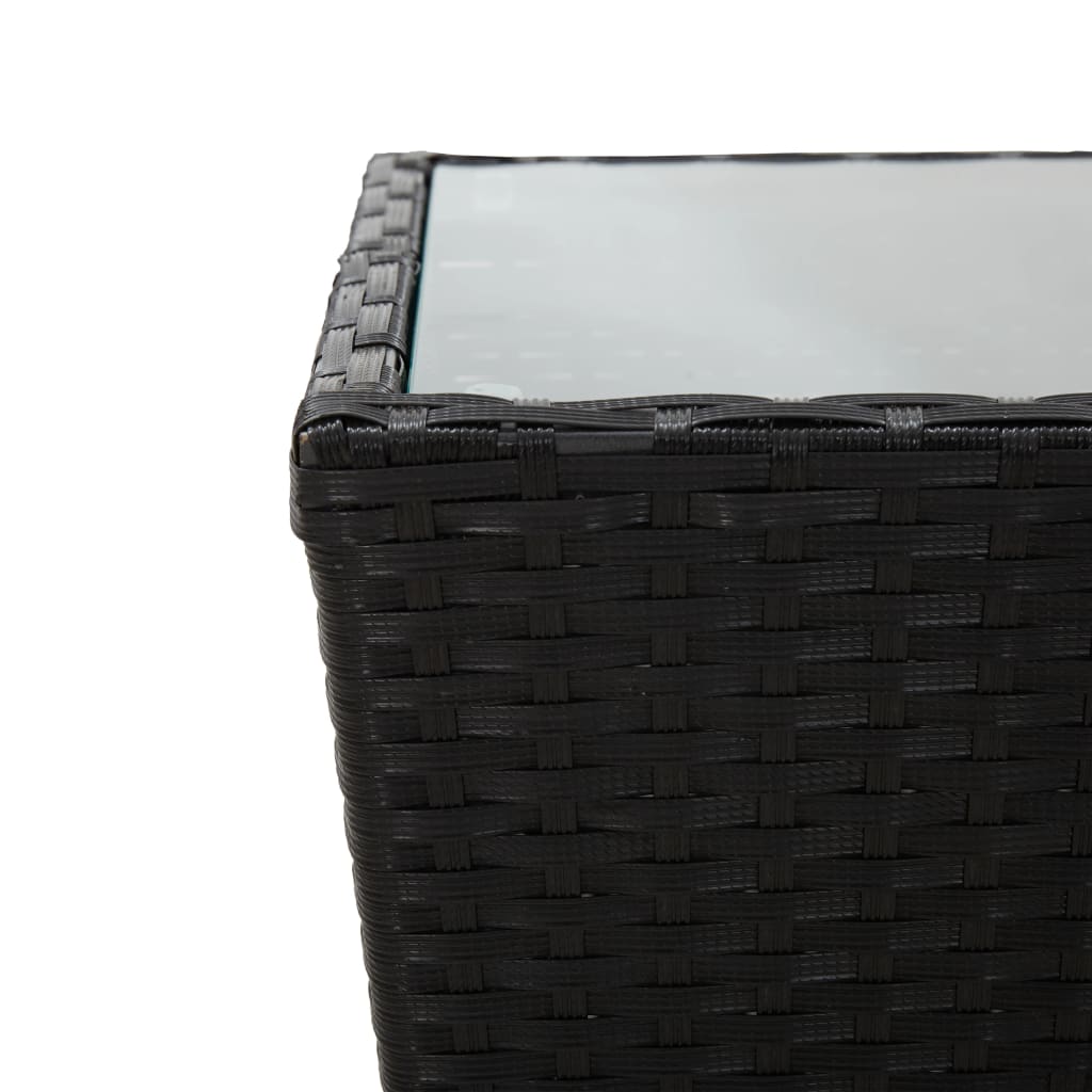 vidaXL ティーテーブル 41.5x41.5x43cm ポリラタン＆強化ガラス製 ブラック