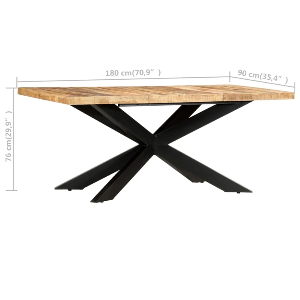 vidaXL ダイニングテーブル 180x90x76cm マンゴー無垢材 (粗目)