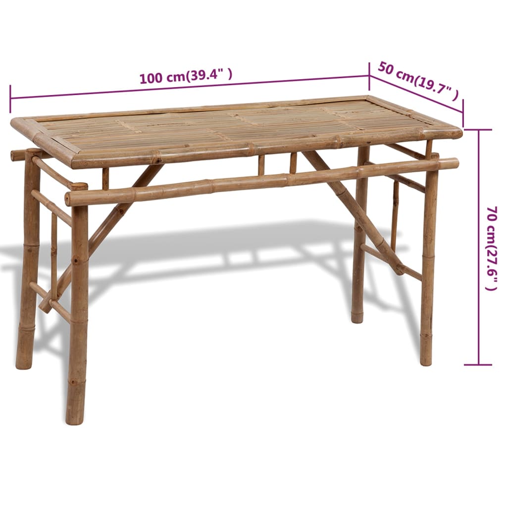 vidaXL ビアテーブル ベンチ2点付き 100 cm 竹製
