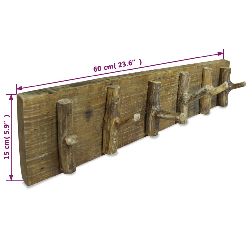 vidaXL コートラック 無垢の再生木材 60x15cm