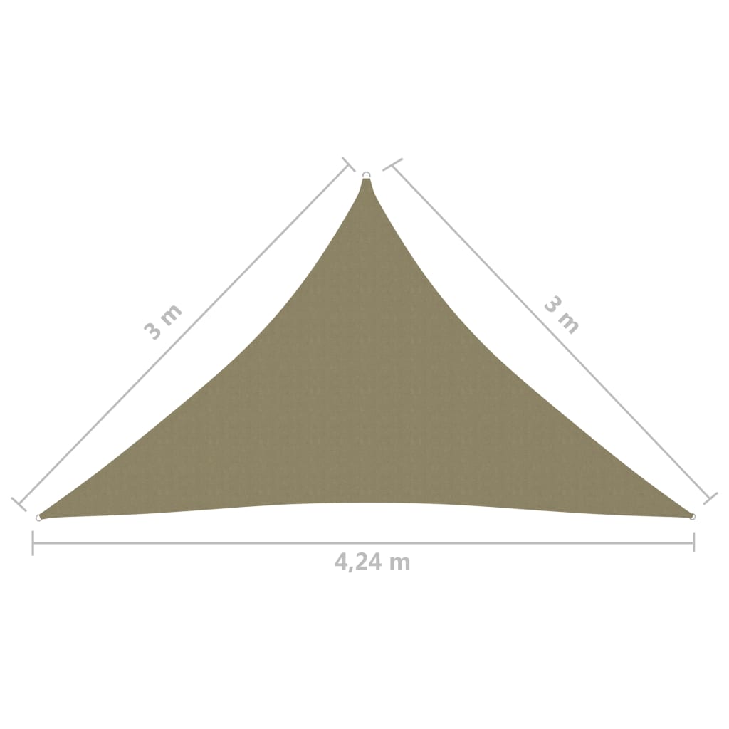 vidaXL サンシェードセイル 3x3x4.24m 三角形 オックスフォード生地 ベージュ