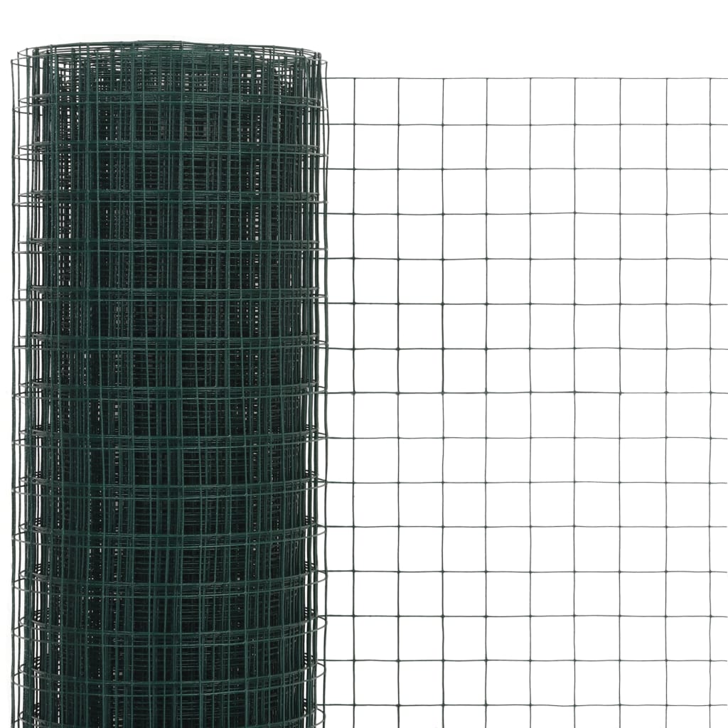 vidaXL 金網フェンス PVC塗装仕上げスチール製 25x1.5m グリーン