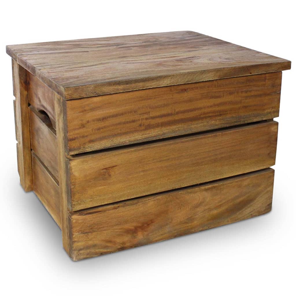 vidaXL 収納ボックス 2点セット 無垢の再生木材