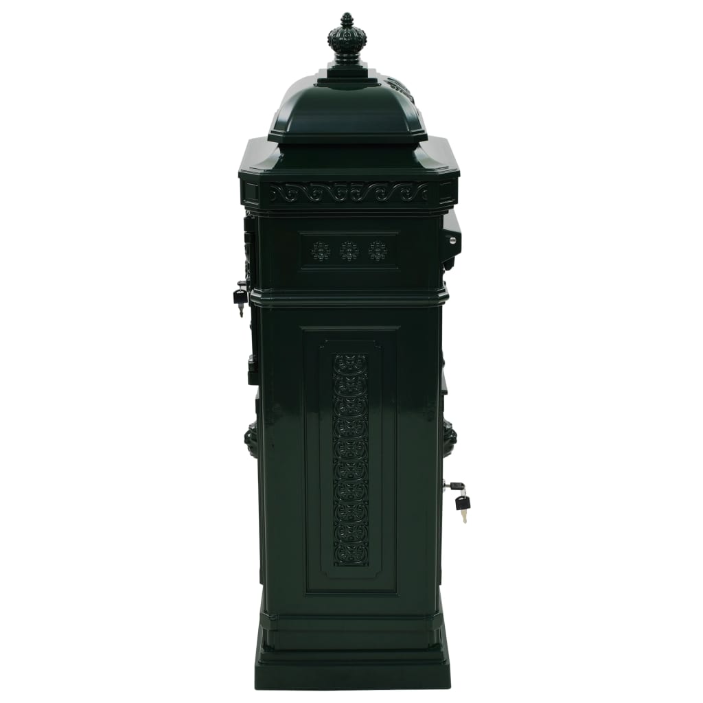 vidaXL 柱型 郵便ボックス アルミ製 ヴィンテージスタイル 防錆性 グリーン