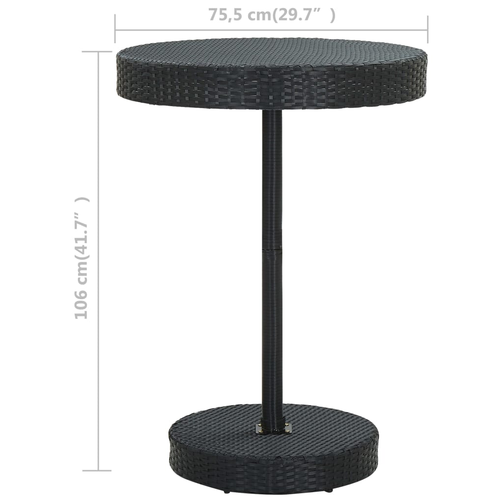 vidaXL ガーデンテーブル ブラック 75.5x106cm ポリラタン製
