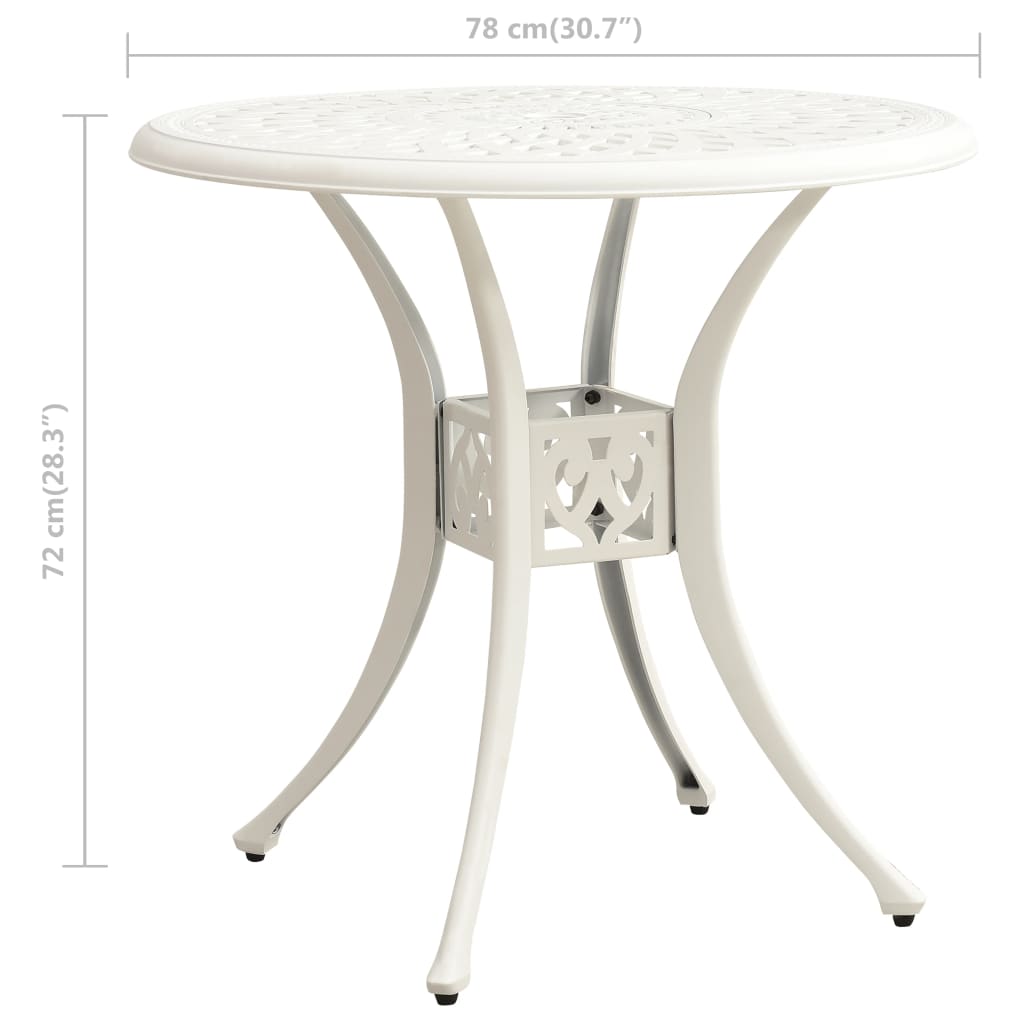 vidaXL ガーデンテーブル 78x78x72cm アルミ鋳物 ホワイト