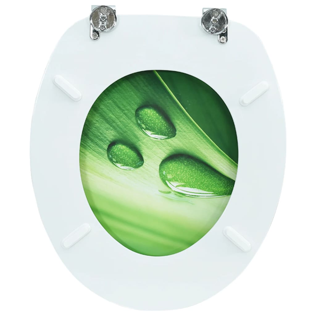 vidaXL トイレ便座 ふた付き MDF製 グリーン 水滴デザイン