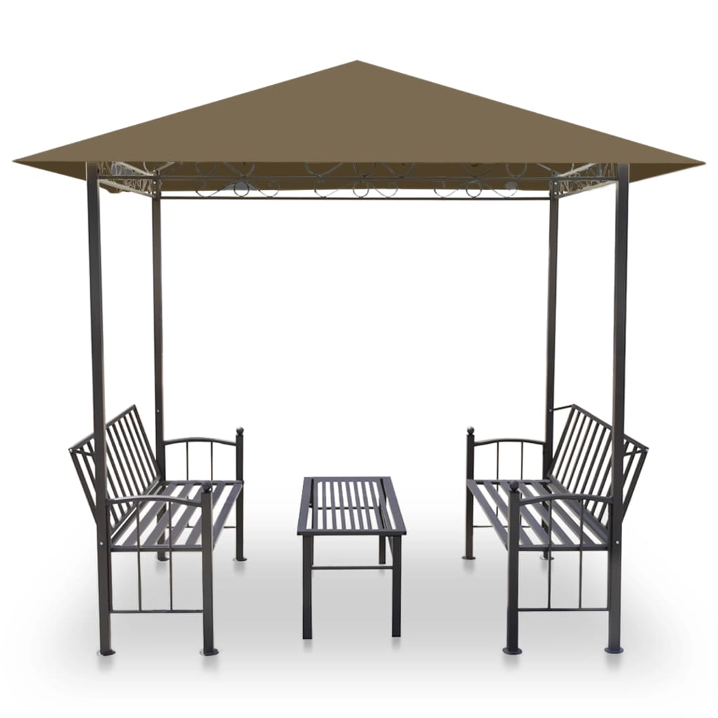 vidaXL ガーデンパビリオン テーブル＆ベンチ付き 2.5x1.5x2.4m トープ 180g/m²