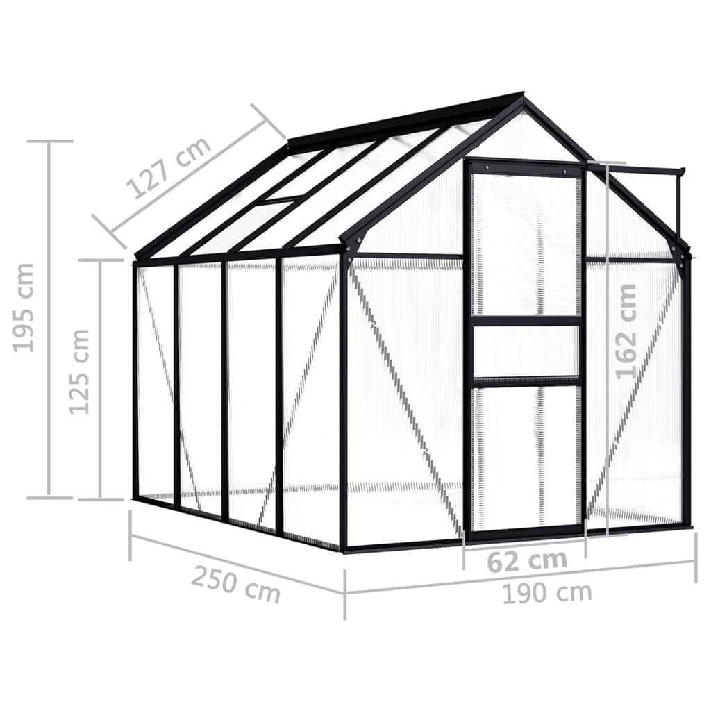 vidaXL 温室 アントラシート アルミ製 4.75 m²