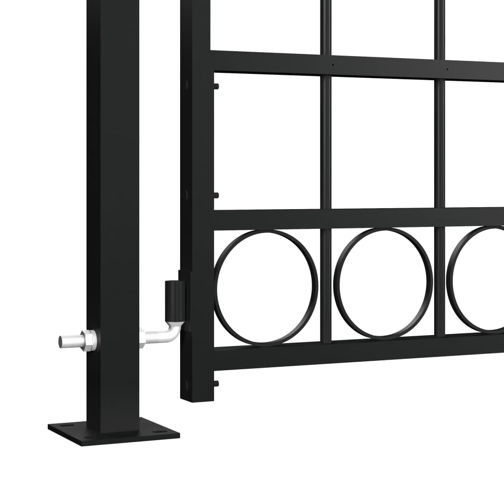 vidaXL アーチ型トップフェンス門扉 105x204 cm ２本の支柱付き 黒