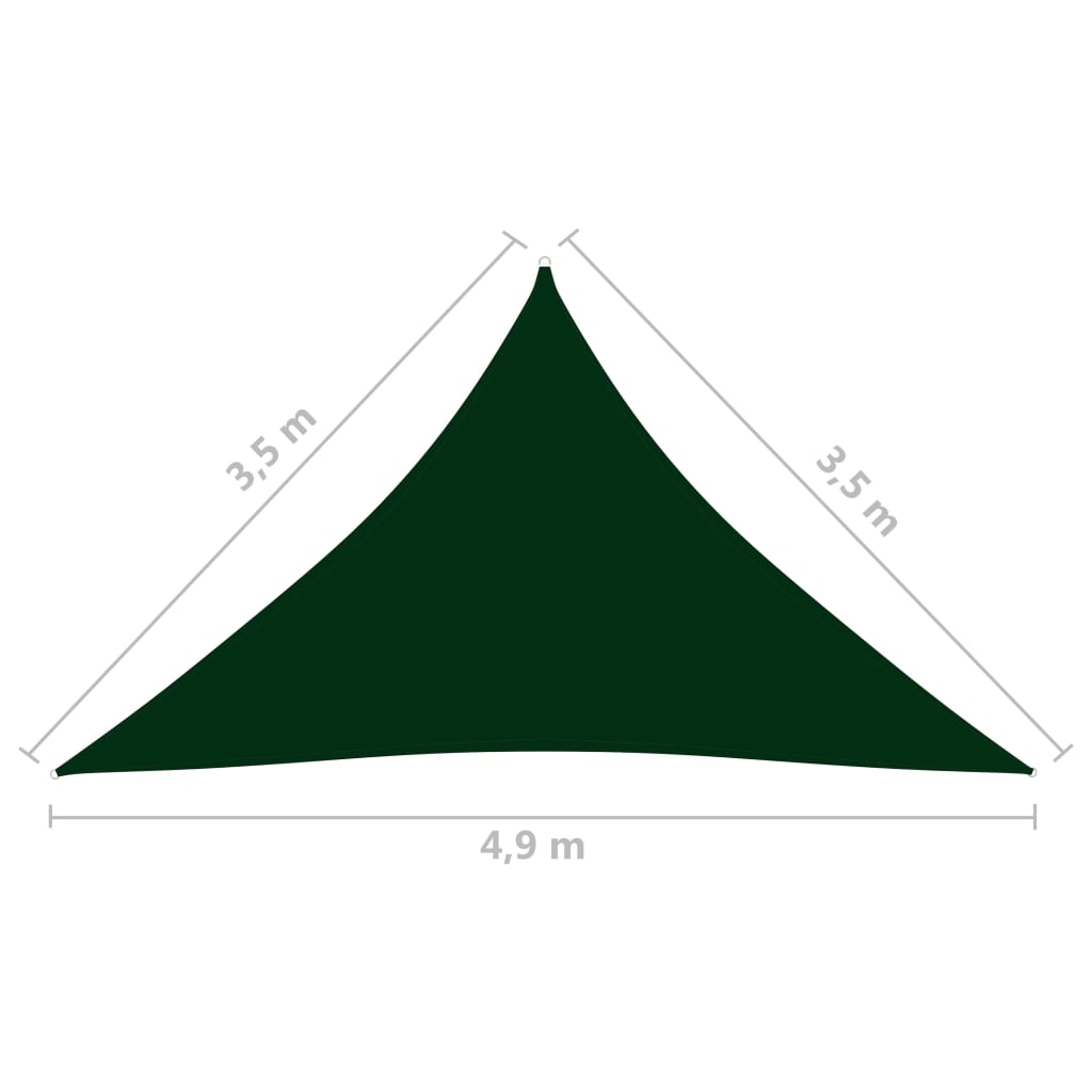 vidaXL サンシェードセイル 3,5x3,5x4,9m 三角形 オックスフォード生地 ダークグリーン