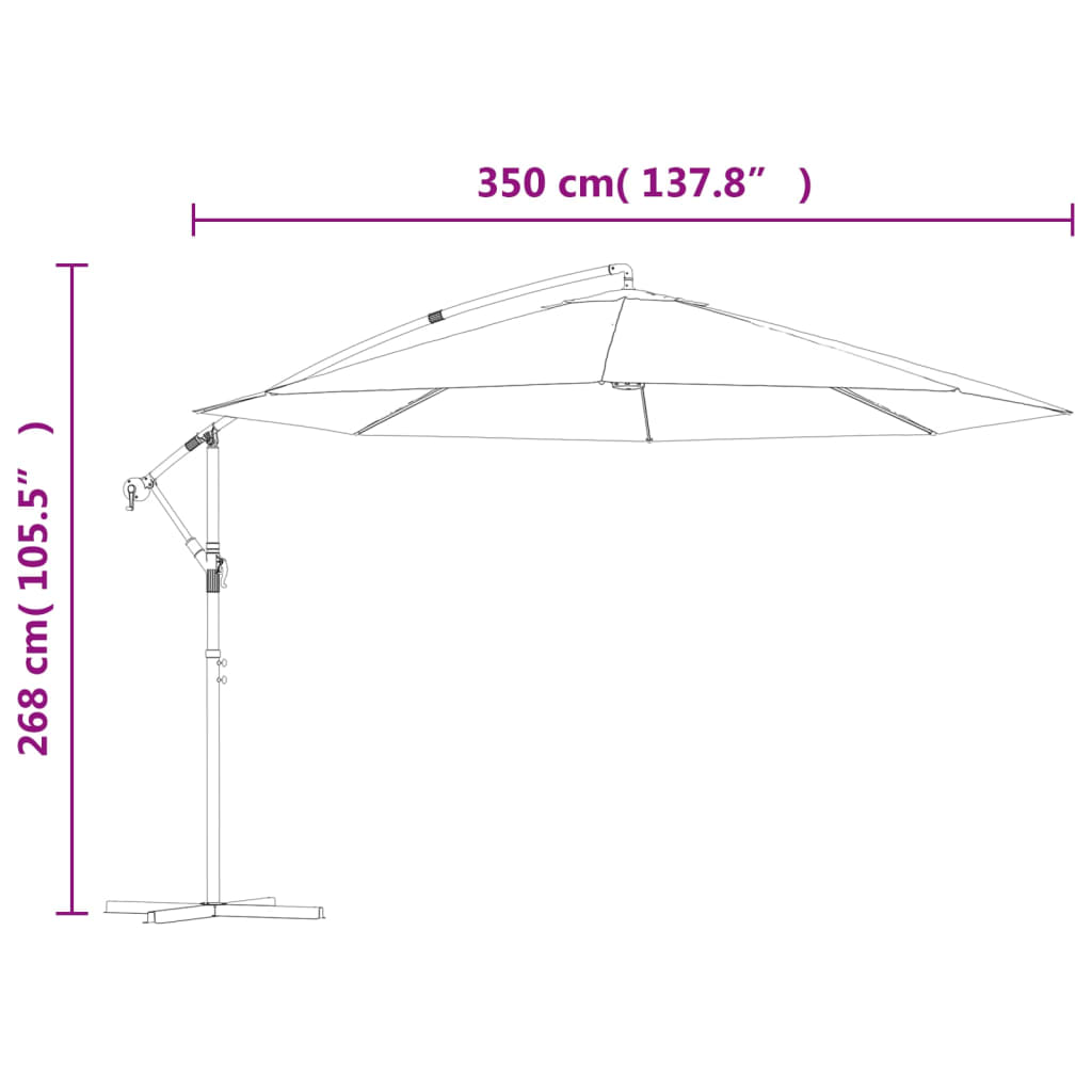 vidaXL カンチレバーパラソル アルミ製ポール付き 350cm トープ