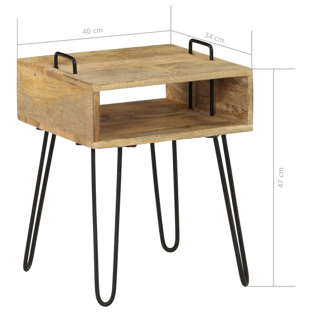 vidaXL ベッドサイドテーブル マンゴー無垢材 40x34x47cm