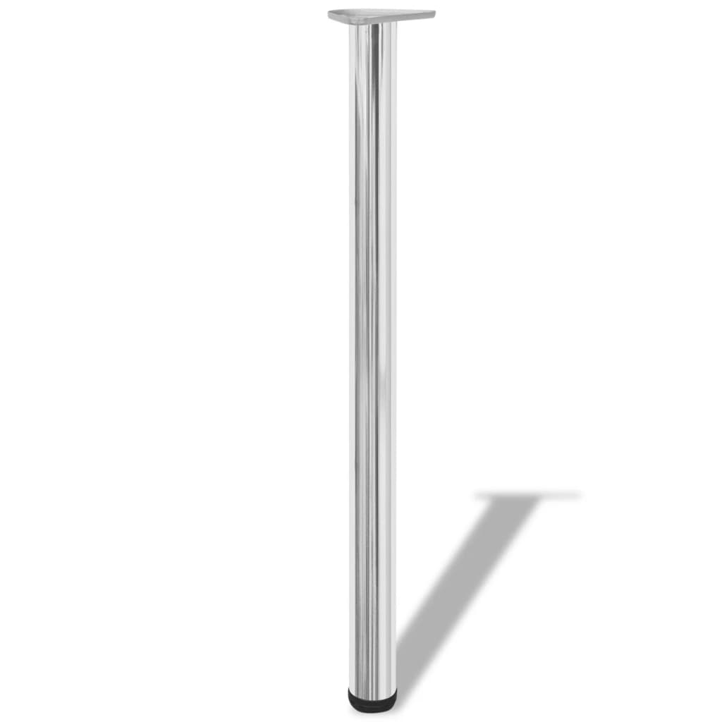 vidaXL テーブル脚 4点 高さ調節可能 クローム 870mm