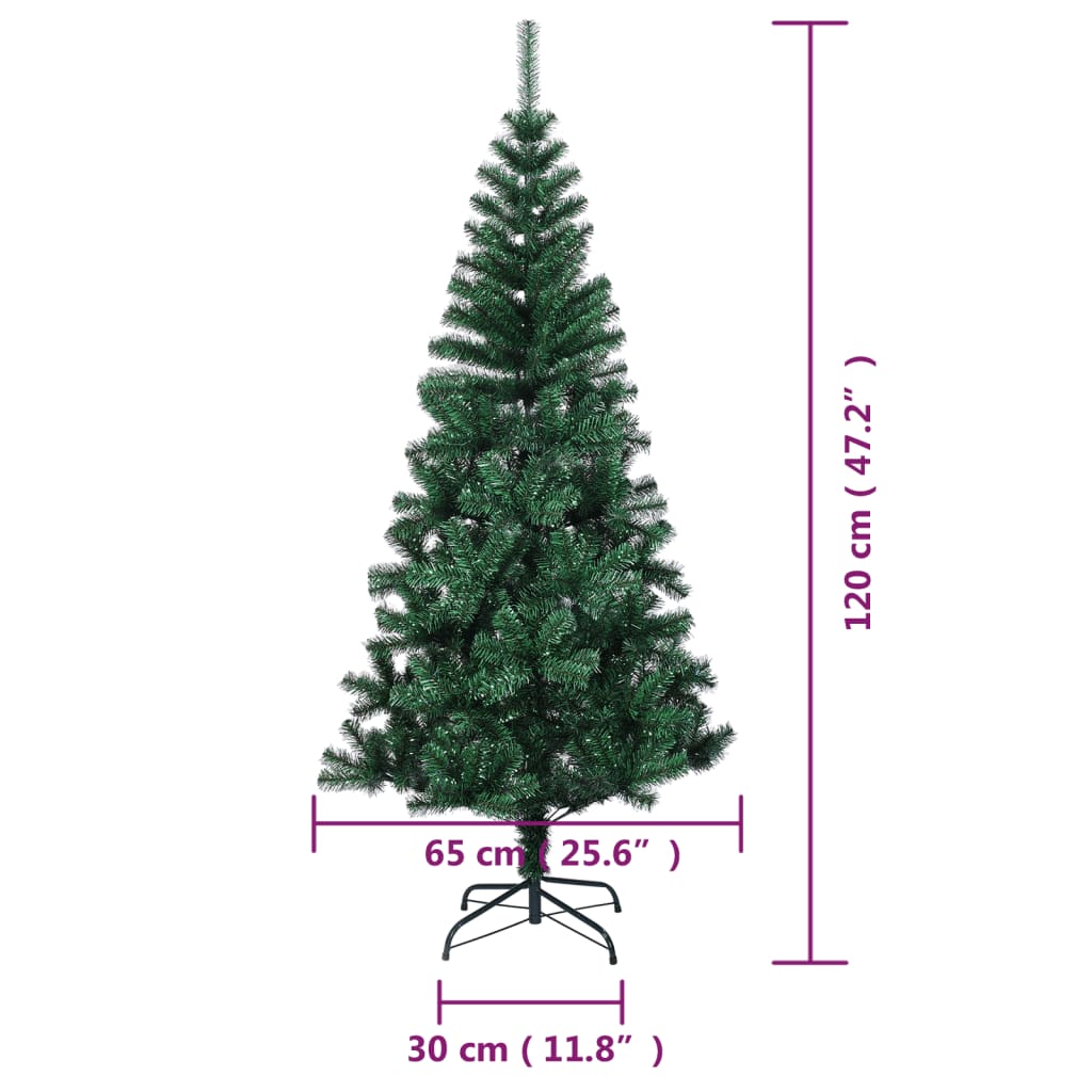 vidaXL 人工クリスマスツリー イリデッセントカラーの枝先 グリーン 120 cm PVC製