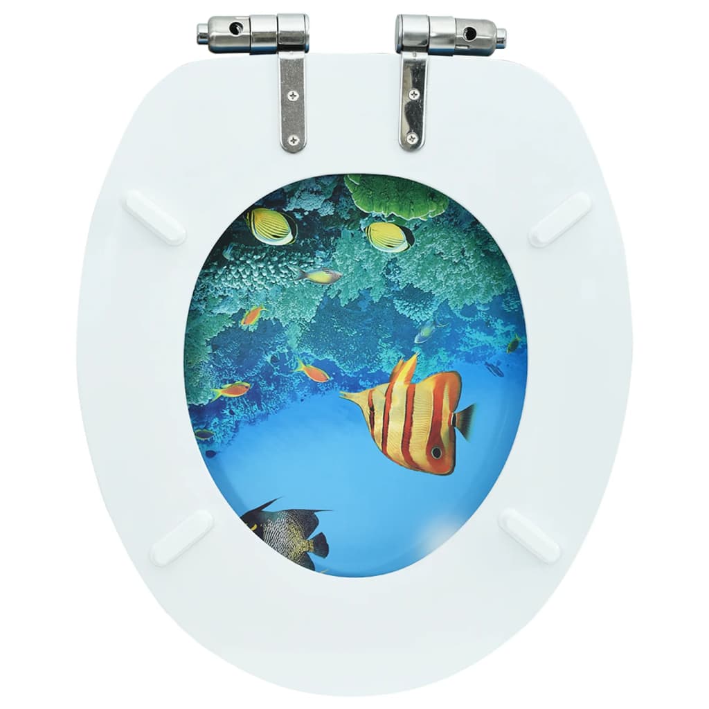 vidaXL トイレ便座 ソフトクローズ式ふた MDF製 深海デザイン