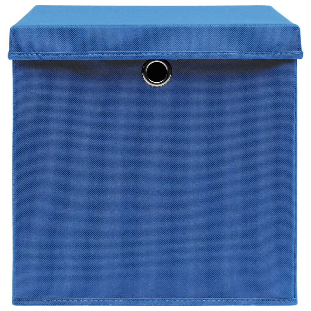 vidaXL 収納ボックス ふた付き 10点 布製 32x32x32cm ブルー