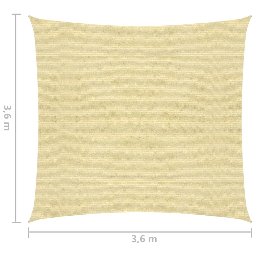 vidaXL サンシェード 3.6x3.6m 高密度ポリエチレン製 角型 ベージュ