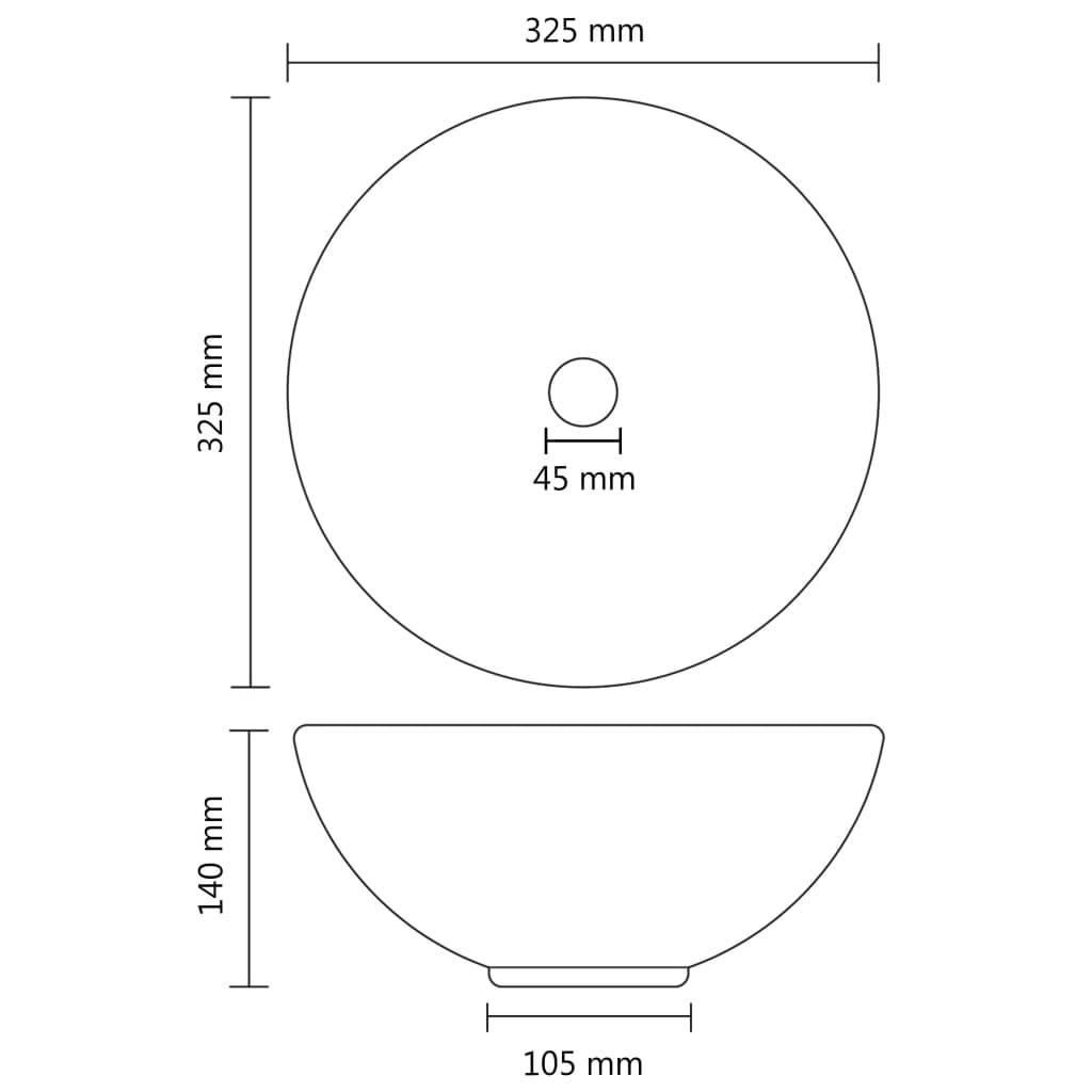 vidaXL バスルーム用 洗面器 丸型 マットピンク 32.5x14cm セラミック