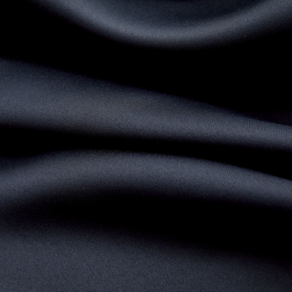 vidaXL 遮光カーテン 2面タイプ 金属リング付き 140x175cm ブラック