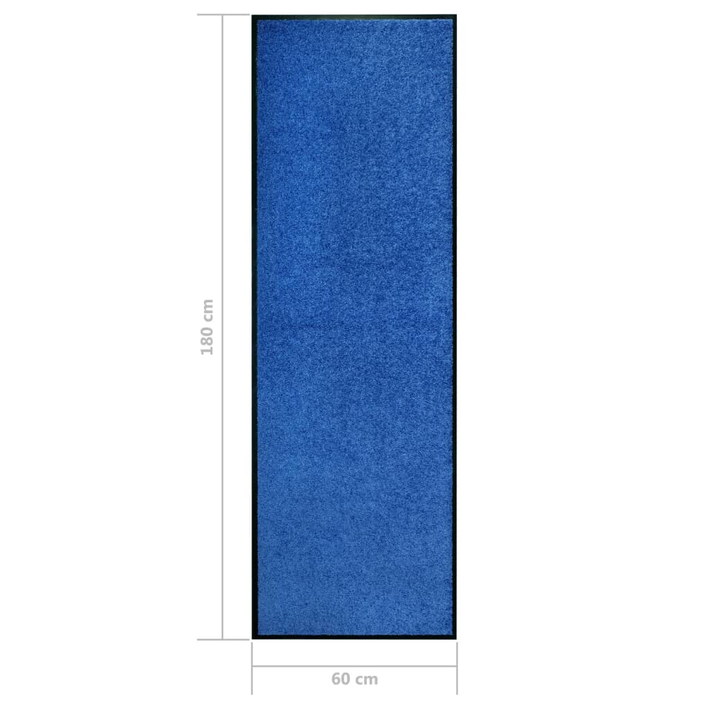 vidaXL 玄関マット 洗濯可能 ブルー 60x180cm